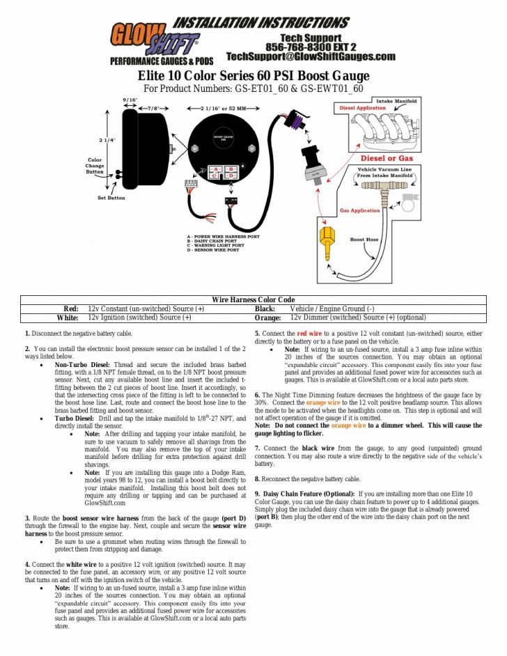 Glowshift Trans Temp Gauge Wiring Diagram