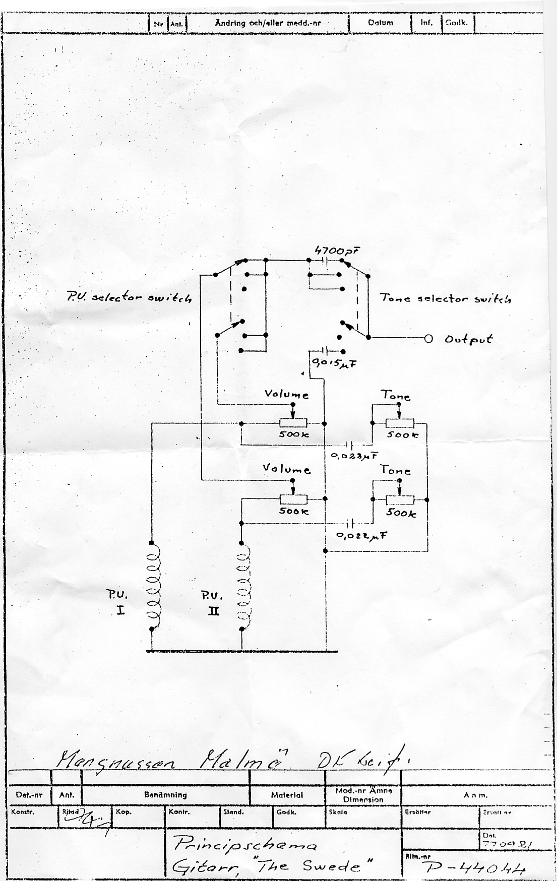 Hagstrom Super Swede Wiring Diagram