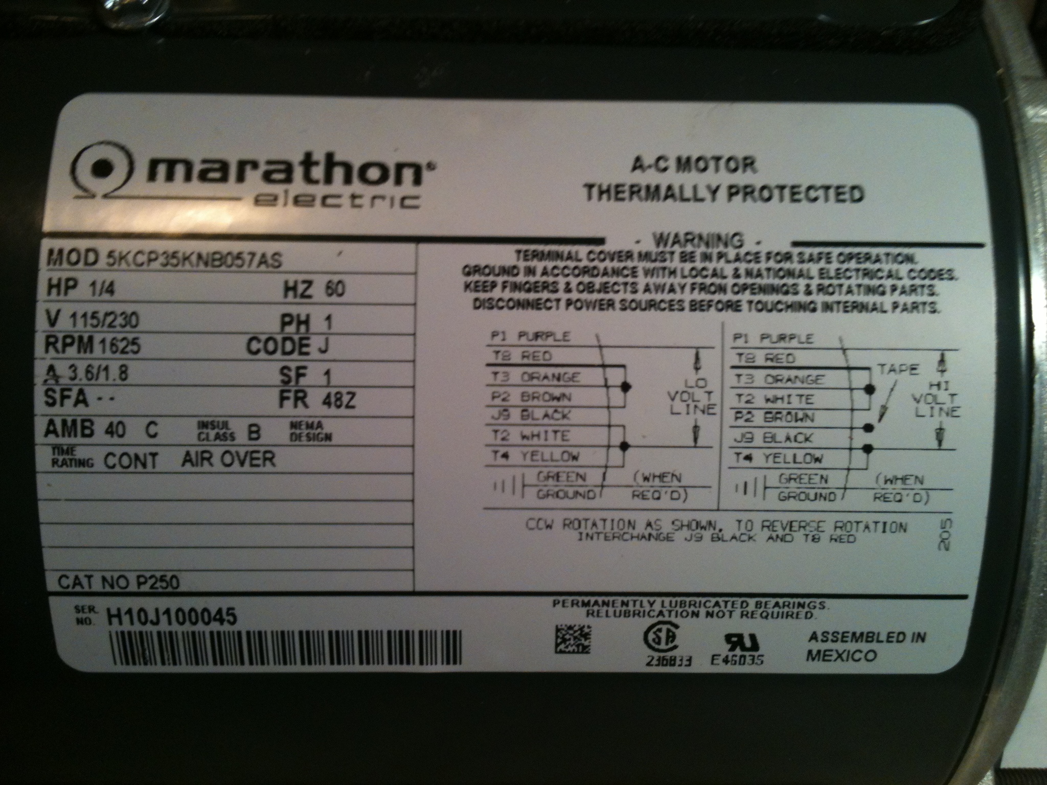 Marathon Electric Motor Model 8vk145tbdr5326d Wiring Diagram