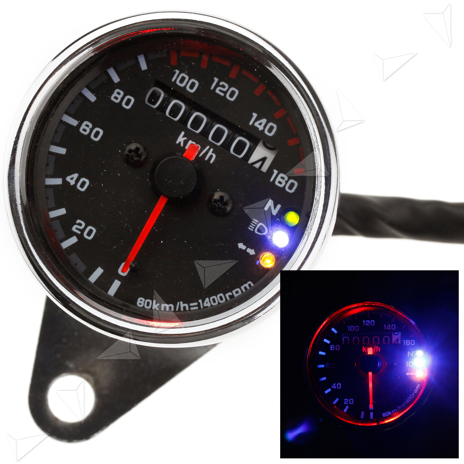 Universal Motorcycle Dual Odometer Speedometer Gauge